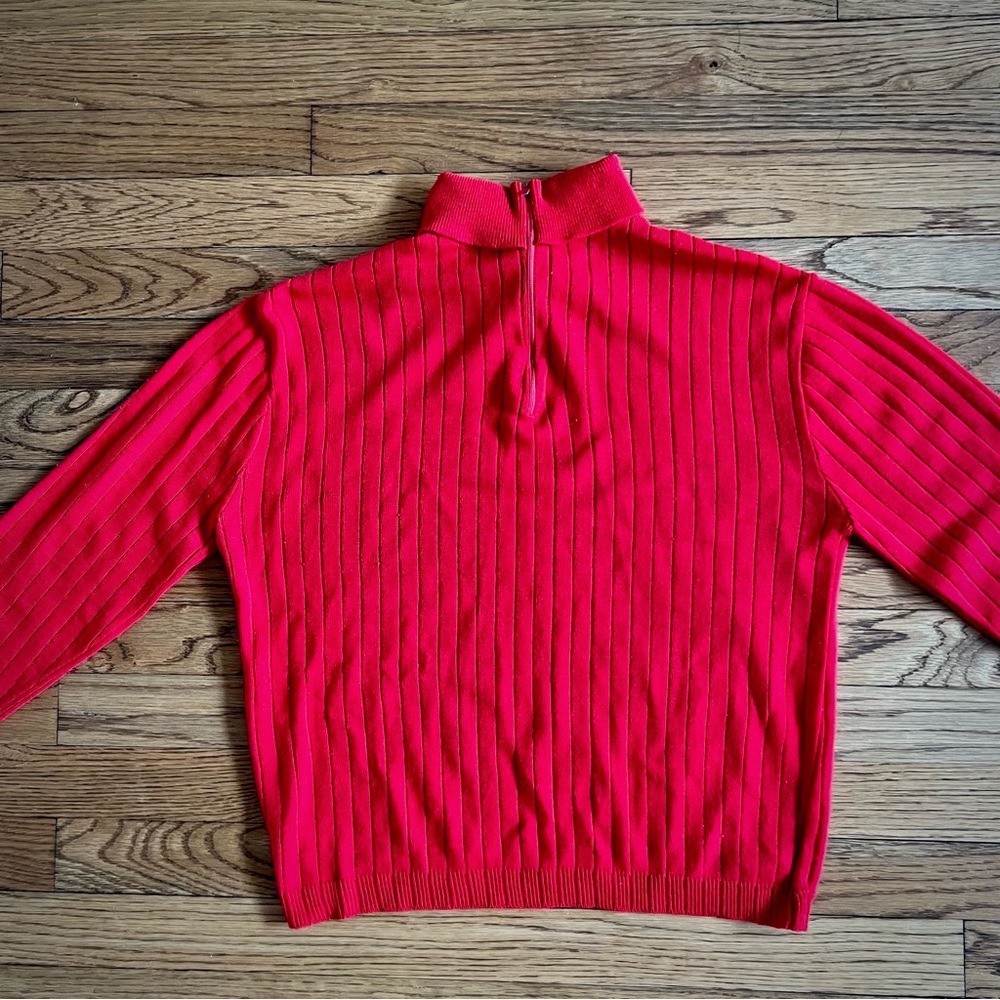 Red Ribbed Cropped Zip Up